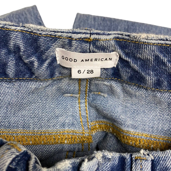 Good American Jeans Women's Size 28 Blue 90's Duster Straight Leg Distressed - Picture 3 of 15